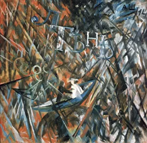 Abstract Art Russia Prints: Rayonist composition. Idleness and shadow, 1914. Artist: Shevchenko, Alexander Vasilyevich