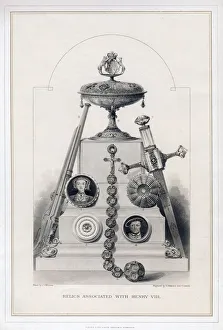 Relics associated with Henry VIII, (19th century).Artist: R Anderson Relics associated with Henry VIII, (19th century).Artist: R Anderson