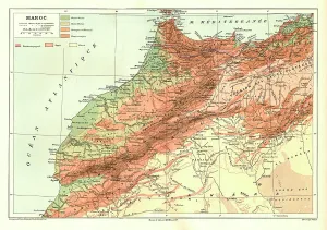 Colonialism In Africa History Prints: Relief Map of Maroc, 1914. Creator: Unknown