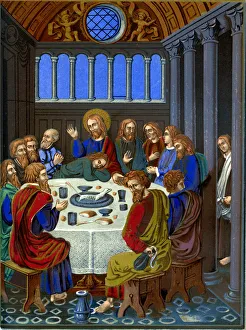 Representation of The Last Supper on enamelled copper, 16th century (1849).Artist: Franz Kellerhoven Representation of The Last Supper on enamelled copper, 16th century (1849).Artist: Franz Kellerhoven