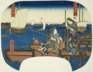 Ando Hiroshige Woodblock Prints: Returning Sails at Tsukuda (Tsukuda no kihan)