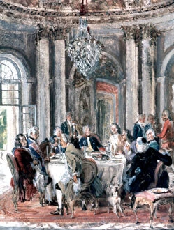 Adolf Menzel Collection: Reunion at the Mansion, 1849. Artist: Adolph Menzel