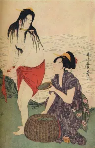 Prints of Right hand panel of The Pearl Divers triptych by Utamaro, c1797-98, (1936) U Prints: Right Hand Panel of The Pearl Divers Triptych Print, c1797-98