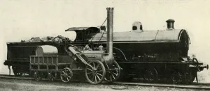 Classic Steam Locomotives UK Prints: The Rocket Contrasted with the Lost Type of 4-4-0, c1930. Creator: Unknown