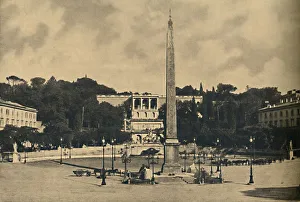 Roma - Obelisk, fountains and square of the Popolo. - Terraces of the Pincio public park, 1910 Roma - Obelisk, fountains and square of the Popolo. - Terraces of the Pincio public park, 1910