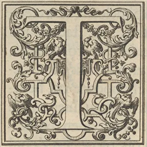 Roman Alphabet Letter T Print, Louis XIV Decoration, 18th Century