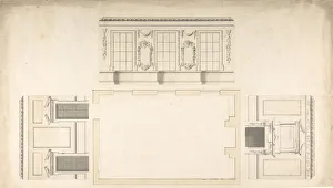 Heritage Art From The Met Prints: Room Design Showing Plan and Three Wall Elevations, ca. 1740-60. Creator: Anon