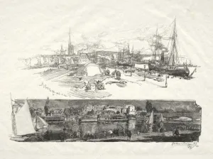 Rouen Illustre: Les Nouveaux Quais-LIle La Croix, 1896. Creator: Auguste Louis Lepere Rouen Illustre: Les Nouveaux Quais-LIle La Croix, 1896. Creator: Auguste Louis Lepere