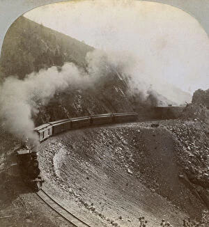 Narrow Gauge Collection: Rounding the curves on Marshall Pass, Colorado, USA, 1898. Artist: BL Singley