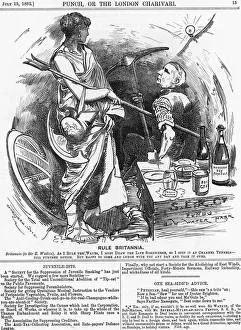 Print of Britannia questioning Channel Tunnel jurisdiction