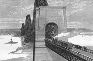 Forth Bridge Prints: Running the first train over the new Forth Bridge, 1890. Creator: Unknown