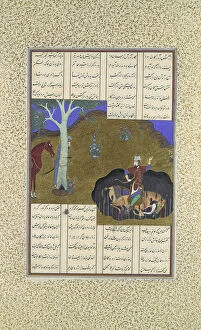 Abu Ol Qasem Mansur Collection: Rustam Avenges His Own Impending Death, Folio 472r from the Shahnama... ca. 1525-30