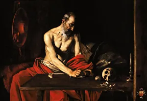 Prints of Saint Jerome in his Cell, ca 1608. Found in the Collection of St. Johns Co-Cathedral, Valletta, Malta Caravaggio Prints: Saint Jerome in his Cell Print, 1608, Valletta, Malta