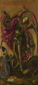 Fine Art Oil On Wood Paintings Prints: Saint Michael Triumphs over the Devil, 1468. Artist: Bermejo, Bartolome (1440-1498)