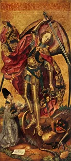 Medieval Christian Art Prints: Saint Michael Triumphs over the Devil, 1468, (1946). Creator: Bartolome Bermejo
