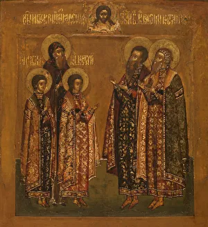 Stroganov School Print: Five Byzantine Saints