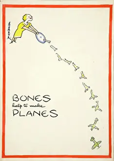 World War II Posters Prints: Salvage:'Bones help to make planes, World War II poster, between 1939 and 1946