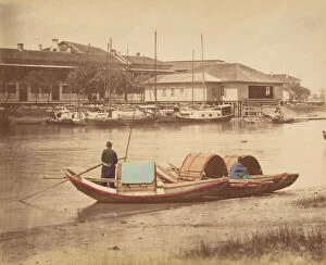 Albumen Silver Print From Glass Negative With Applied Colour Collection: Sampan, 1870s. Creator: Unknown