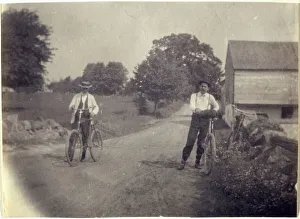 Thomas Eakins Photography Prints: Samuel Murray and Benjamin Eakins on Bicycles, c. 1895-1899. Creator: Thomas Eakins