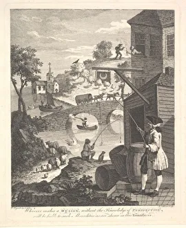British Geographical Feature Prints: Satire on False Perspective: Frontispiece to Kirbys Perspective