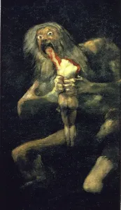 Saturn devouring one of his children by Francisco de Goya Saturn devouring one of his children by Francisco de Goya
