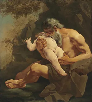 Allegory And Literature Art Prints: Saturn devouring his son. Creator: Lama, Giulia (1681-1747)