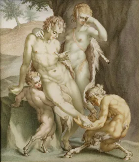 Carl Gustav Klingstedt, "A satyr and fauns" Print, 1713