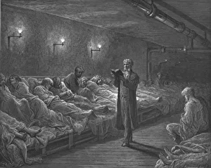 Christian Scripture Reading Prints: Scripture Reader in a Night Refuge, 1872. Creator: Gustave Doré