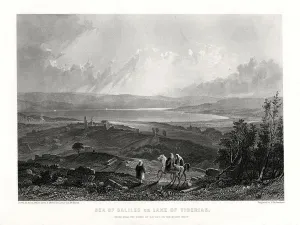 Sea of Galilee or Lake of Tiberias, 1887. Artist: W Richardson Sea of Galilee or Lake of Tiberias, 1887. Artist: W Richardson