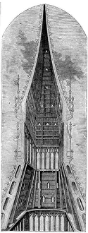 British Civil Engineering Prints: Sectional View of the Clock Tower, 1858. Creator: Unknown