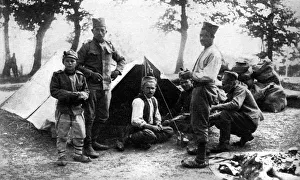 Serbian soldiers camping, First World War, 1914 Serbian soldiers camping, First World War, 1914