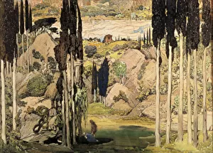 Set design for Act II of a Ballet Russes production of Ravels Daphnis and Chloe, 1912 Set design for Act II of a Ballet Russes production of Ravels Daphnis and Chloe, 1912