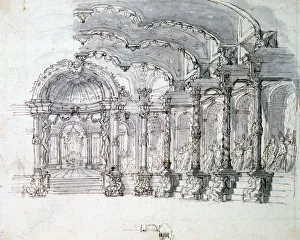 Set design for the opera Proserpine, c1680. Artist: Jean Berain Set design for the opera Proserpine, c1680. Artist: Jean Berain