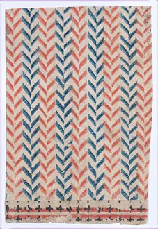 19th Century Orange and Blue Geometric Print