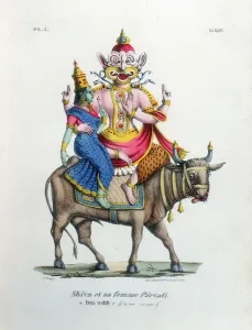 Shiva, one of the gods of the Hindu trinity (trimurti) with his consort Parvati Shiva, one of the gods of the Hindu trinity (trimurti) with his consort Parvati