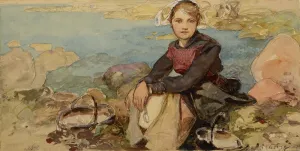 Czech Fine Art Images Prints: On the shore, c. 1900. Creator: Mucha, Alfons Marie (1860-1939)