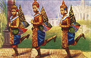 Colorful Traditional Dress Prints: Siamese dancers, c1928. Creator: Unknown