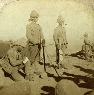 Signallers of the Yorkshire Regiment, New Zealand Hill, South Africa, Boer War, 1900Artist: Underwood & Underwood Signallers of the Yorkshire Regiment, New Zealand Hill, South Africa, Boer War, 1900Artist: Underwood & Underwood