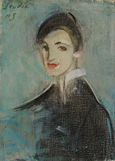 Women's Fashion Clothing Prints: Singer in Black, 1916-1917. Creator: Helene Schjerfbeck