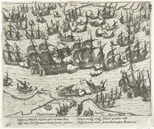 The sinking of the Spanish Armada in 1588, 1613-1615. Artist: Hogenberg, Frans (1535-1590) The sinking of the Spanish Armada in 1588, 1613-1615. Artist: Hogenberg, Frans (1535-1590)