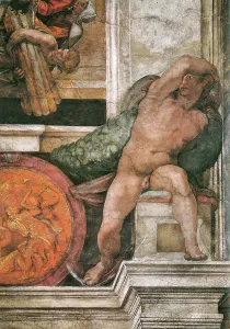 Prints of Detail of the Sistine Chapel ceiling in the Vatican, 1508-1512. Michelangelo (1475-1564). The Sistine Chapel, Vatican Vatican City Prints: Detail of the Sistine Chapel ceiling Print