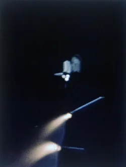Space Shuttle Launch Prints: Solid rocket booster separates, first Space Shuttle flight, 12 April 1981. Creator: NASA