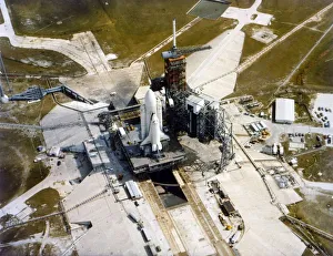 US Space Exploration History Prints: Space Shuttle Orbiter on the launch pad