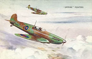 Royal Air Force Plane Prints: Spitfire Fighters, c1940