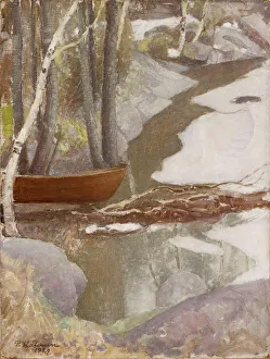 Fine Art From Finland Prints: Spring Landscape, 1929. Creator: Halonen, Pekka (1865-1933)