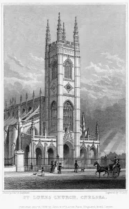 St Lukes Church, Chelsea, London, 1828.Artist: S Lacey St Lukes Church, Chelsea, London, 1828.Artist: S Lacey