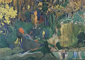 Stage design for the ballet The Afternoon of a Faun by C. Debussy, 1912. Artist: Bakst, Leon (1866-1924) Stage design for the ballet The Afternoon of a Faun by C. Debussy, 1912. Artist: Bakst, Leon (1866-1924)