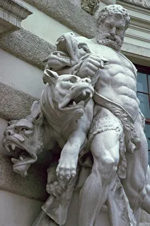 A statue of Hercules and Cerberus A statue of Hercules and Cerberus