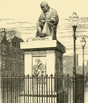 Prints of Statue of Johnson, 1898. Grade II listed statue of Dr Samuel Johnson (1709 -1784). English writer, poet, moralist and biographer in Lichfield. From Our Own Country, Volume II' Lichfield Prints: Heritage Images Print of Johnson Statue, 1898