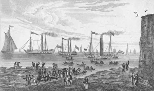 Maritime History England Prints: The Steam Boats, leaving Margate, 1820. Artist: John Shury